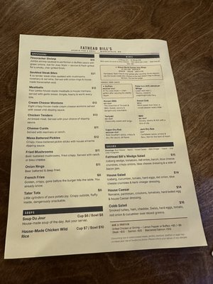Menu photo 1 Fathead Bill's Minneapolis, MN