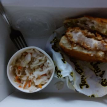 Jay Bird's Chicken - Coleslaw and chicken sandwich by tv light - Chicken Shop Near Me - Long Beach, California Jay Bird's Chicken - Coleslaw and chicken sandwich by tv light - Chicken Shop Near Me - Long Beach, California