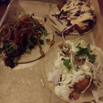 BTW - Taco trio ...the mushroom one was stellar! The fish was bland and dry but spicy and the chicken was sweet amd savory. - Burgers Near Me - Tavares, Florida BTW - Taco trio ...the mushroom one was stellar! The fish was bland and dry but spicy and the chicken was sweet amd savory. - Burgers Near Me - Tavares, Florida