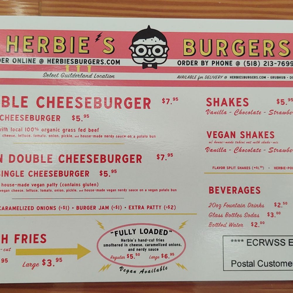Herbie's Burgers - Menu in December 2022 (Subject to Change) - Burgers Near Me - Albany, New York