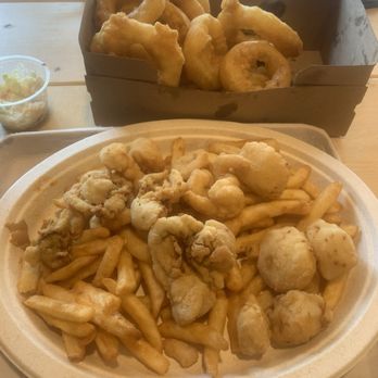 Lost Gull Fish & Chips - Leftovers, after lobster rolls!   YUM!!!!! - Seafood Near Me - Oxford, Maine