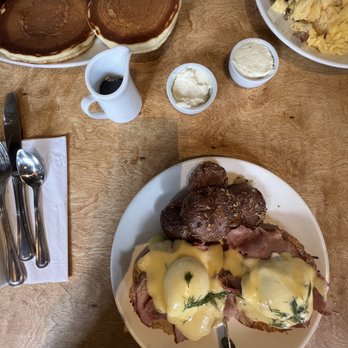 Lola - Eggs Benedict, golden brown pancakes, and the Lola breakfast! - Greek Near Me - Seattle, Washington Lola - Eggs Benedict, golden brown pancakes, and the Lola breakfast! - Greek Near Me - Seattle, Washington