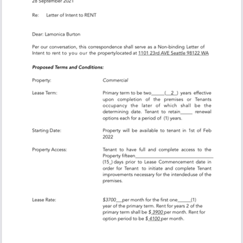 John L. Scott Renton - intent to lease page 1 - Real Estate Services Near Me - Renton, Washington