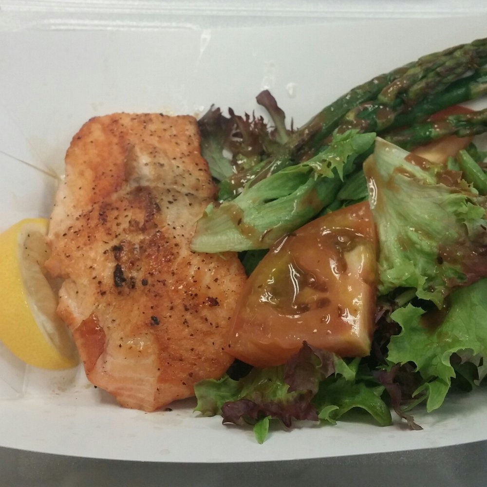 Hungry Street Grille - Amazing & Healthy Meal for $8!!! Seared Lemon Pepper Salmon, grilled asparagus, cherry tomato, mixed greens, balsamic glaze, & EVO. :) :) :) - Food Trucks Near Me Hungry Street Grille - Amazing & Healthy Meal for $8!!! Seared Lemon Pepper Salmon, grilled asparagus, cherry tomato, mixed greens, balsamic glaze, & EVO. :) :) :) - Food Trucks Near Me