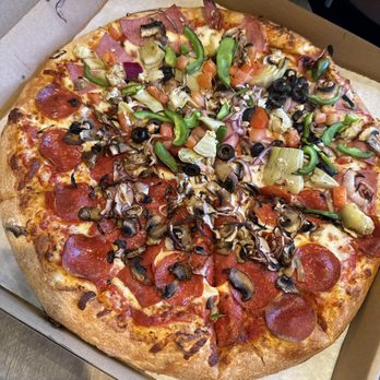 Papa Pizza Pie - Half and half large pizza Veggie delight pizza w/ Canadian bacon & custom pizza Yummm! - Pizza Near Me - Fullerton, California Papa Pizza Pie - Half and half large pizza Veggie delight pizza w/ Canadian bacon & custom pizza Yummm! - Pizza Near Me - Fullerton, California