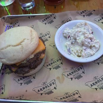Arnolds Bar & Grill - Arnolds Burger with gluten free bun - Pubs Near Me - Cincinnati, Ohio