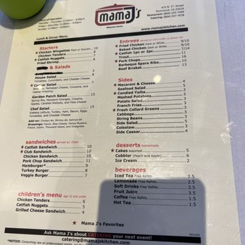 Mama J's Kitchen - Menu as of March 2022 - Soul Food Near Me - Richmond, Virginia