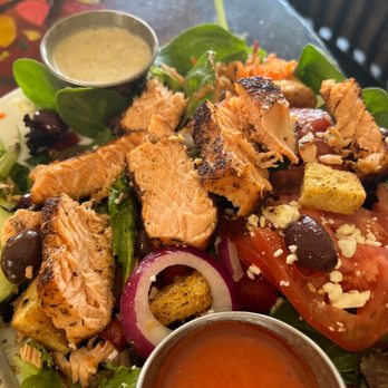 Olde World Bakery and Cafe - Greek salad with salmon - Bakeries Near Me - Smithville, Texas Olde World Bakery and Cafe - Greek salad with salmon - Bakeries Near Me - Smithville, Texas