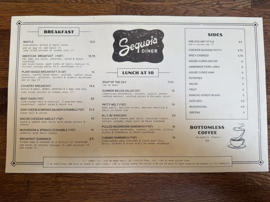Menu photo 1 Sequoia Diner Oakland, CA