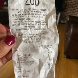 Receipt from McDonald's