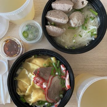 China Chen - Beef Ball Rice Noodle Soup + Shrimp Wonton Rice and Egg Noodle Soup - Chinese Near Me - San Jose, California