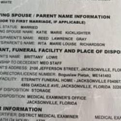 Eternity Funeral Homes & Crematory - Katie Marie is his wife . They gave his remains to a X girlfriend . They alway had Ryan's marriage certificate .