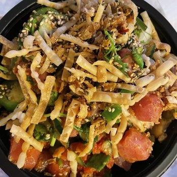 Honeyfish Poke - Med bowl with almost every topping - Poke Near Me - La Habra, California