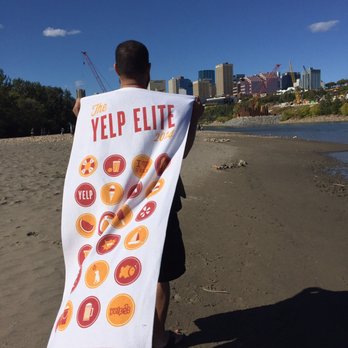 Accidental Beach - My buddy George showing off his Yelp Elite towel! - Parks Near Me - Edmonton, Alberta