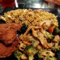 Chicken Tempura, with chicken and broccoli & chicken fried rice.
