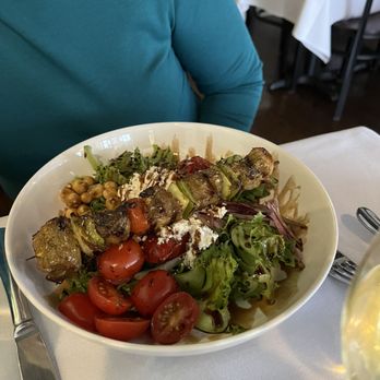 Eleni's Restaurant - Mediterranean salad with lamb kebab - Greek Near Me - Woburn, Massachusetts
