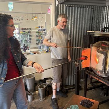 The Hot Shop - Mary and Jeff creating a masterpiece! - Art Classes Near Me - Newport, Oregon The Hot Shop - Mary and Jeff creating a masterpiece! - Art Classes Near Me - Newport, Oregon