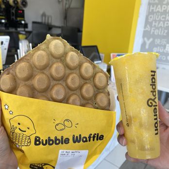 Happy Lemon Arcadia - Matcha waffle and mango lemon slushie - Bubble Tea Near Me - Arcadia, California
