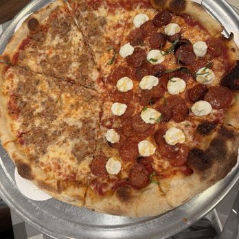 Bucky’s Pizza - Half sausage and half pepperoni, ricotta and hot honey - Pizza Near Me - Chatham, New Jersey Bucky’s Pizza - Half sausage and half pepperoni, ricotta and hot honey - Pizza Near Me - Chatham, New Jersey