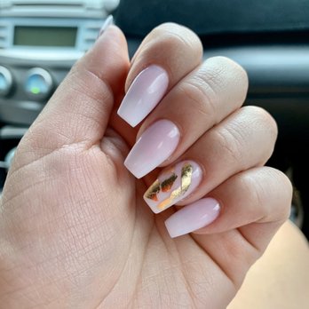 Sandy Nails - Tina always slays!!! This is pink & white powder ombré with medium, coffin shape. Gold flakes on the ring finger. - Nail Salons Near Me - Lawrenceville, Georgia Sandy Nails - Tina always slays!!! This is pink & white powder ombré with medium, coffin shape. Gold flakes on the ring finger. - Nail Salons Near Me - Lawrenceville, Georgia