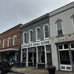 Borroum's Drug Store Soda Fountain - Such a timeless storefront.