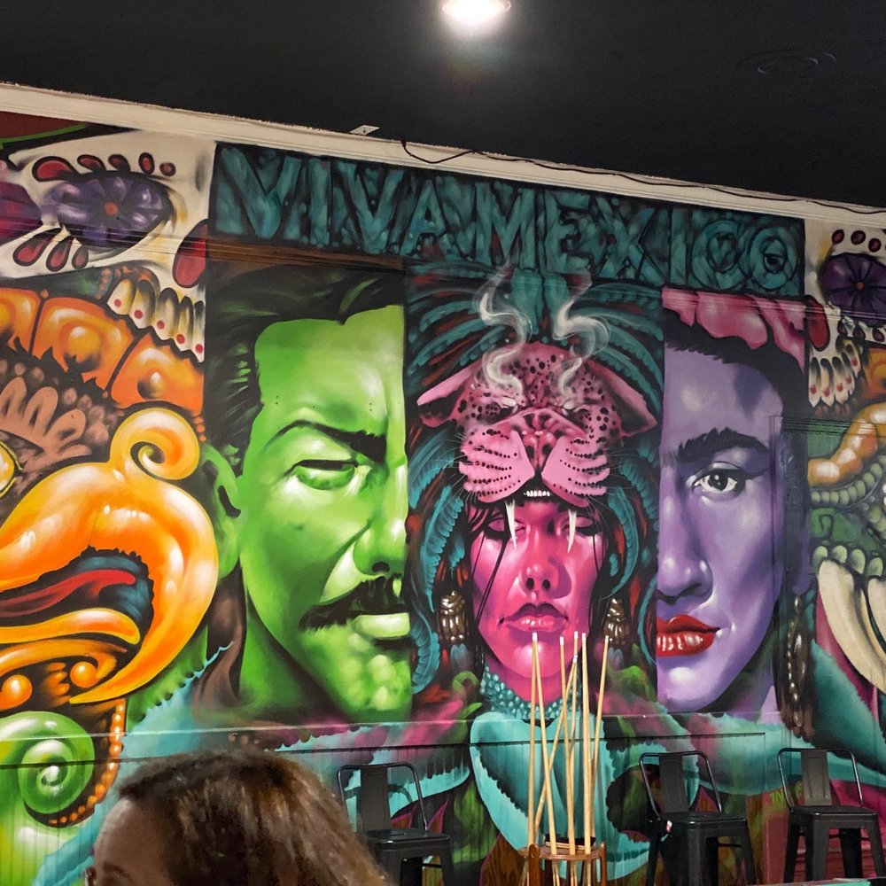 Cool art around the pool tables