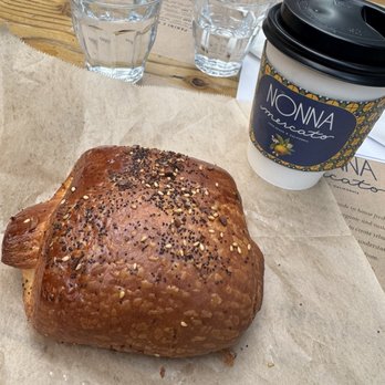 Nonna Mercato - Everything croissant and vanilla latte - Bakeries Near Me - Long Beach, California