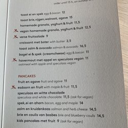Vero Caffè - Breakfast menu