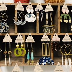 The Smith & Gardener - We carry Peaces by Lauren earrings and necklaces! Brass, acrylic and funky!