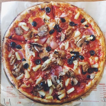 Blaze Pizza - Italian sausage, bacon, pepperoni, ham, mushroom, olives, pineapple - Salad Near Me - Monrovia, California Blaze Pizza - Italian sausage, bacon, pepperoni, ham, mushroom, olives, pineapple - Salad Near Me - Monrovia, California