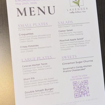 Lavender Rooftop Kitchen & Bar - The menu created for my son's engagement party. - Wine Bars Near Me - Savannah, Georgia