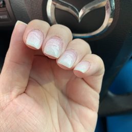 Streaky tip coat, broken tip, lumpy texture
