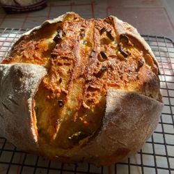 Flour Hands Bakery - Jalapeno Cheese sourdough loaf with pickled jalapenos & Tillamook sharp cheddar