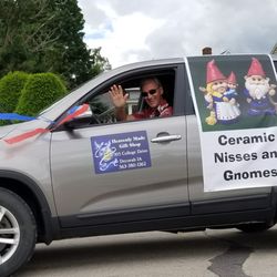 Heavenly Made Gifts & The Gnome Store - Promoting the family owned and operated business in Decorah's Nordic Fest parade.
