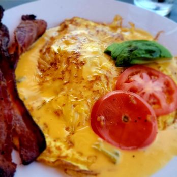 Crave Kitchen and Bar - Hash Stack Scramble with side of their AMAZING bacon! - New American Near Me - El Paso, Texas