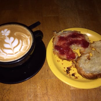 Boomtown Coffee - Yin Yang latte and butter croissant with house made strawberry preserves... Yum. - Cafes Near Me - Houston, Texas Boomtown Coffee - Yin Yang latte and butter croissant with house made strawberry preserves... Yum. - Cafes Near Me - Houston, Texas