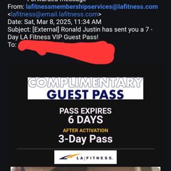 LA Fitness - Email of guest pass.