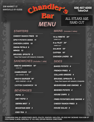 Menu photo 5 Chandler's Bar Maysville, KY Menu photo 5 Chandler's Bar Maysville, KY
