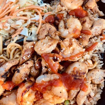 Fat Dragon Teppanyaki - Chicken and shrimp with fried rice and veggies - Teppanyaki Near Me - Bakersfield, California