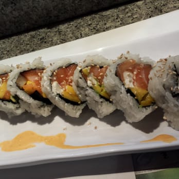 Marui Sushi - Mango salmon roll. Awesome. :) - Japanese Near Me - Corona, California Marui Sushi - Mango salmon roll. Awesome. :) - Japanese Near Me - Corona, California
