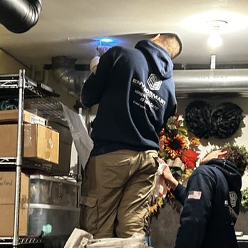 Envirosmart Solution - Sean & Antonio carefully removing a piece of drywall below my duct. - Insulation Installation Near Me - Kent, Washington