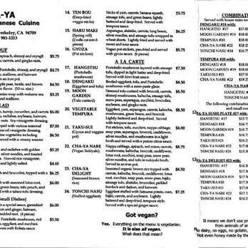 Cha-Ya - TG menu page1 - Japanese Near Me - Berkeley, California