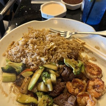 Mizu Teppanyaki & Sushi - My plate of food - filet mignon and shrimp with rice and vegetables - Japanese Near Me - St. Cloud, Florida Mizu Teppanyaki & Sushi - My plate of food - filet mignon and shrimp with rice and vegetables - Japanese Near Me - St. Cloud, Florida