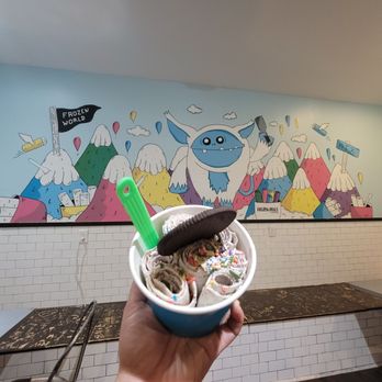 Frozen Rolls Creamery - Cookies and Cream with rainbow sprinkles. - Desserts Near Me - Austin, Texas Frozen Rolls Creamery - Cookies and Cream with rainbow sprinkles. - Desserts Near Me - Austin, Texas