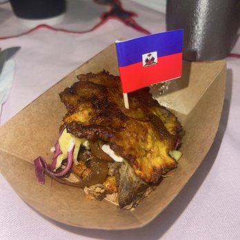 Elite Event: Bunnan - Sandwich - griot, pikliz, red cabbage slaw, and caramelized onions - Yelp Events Near Me - Brooklyn, New York
