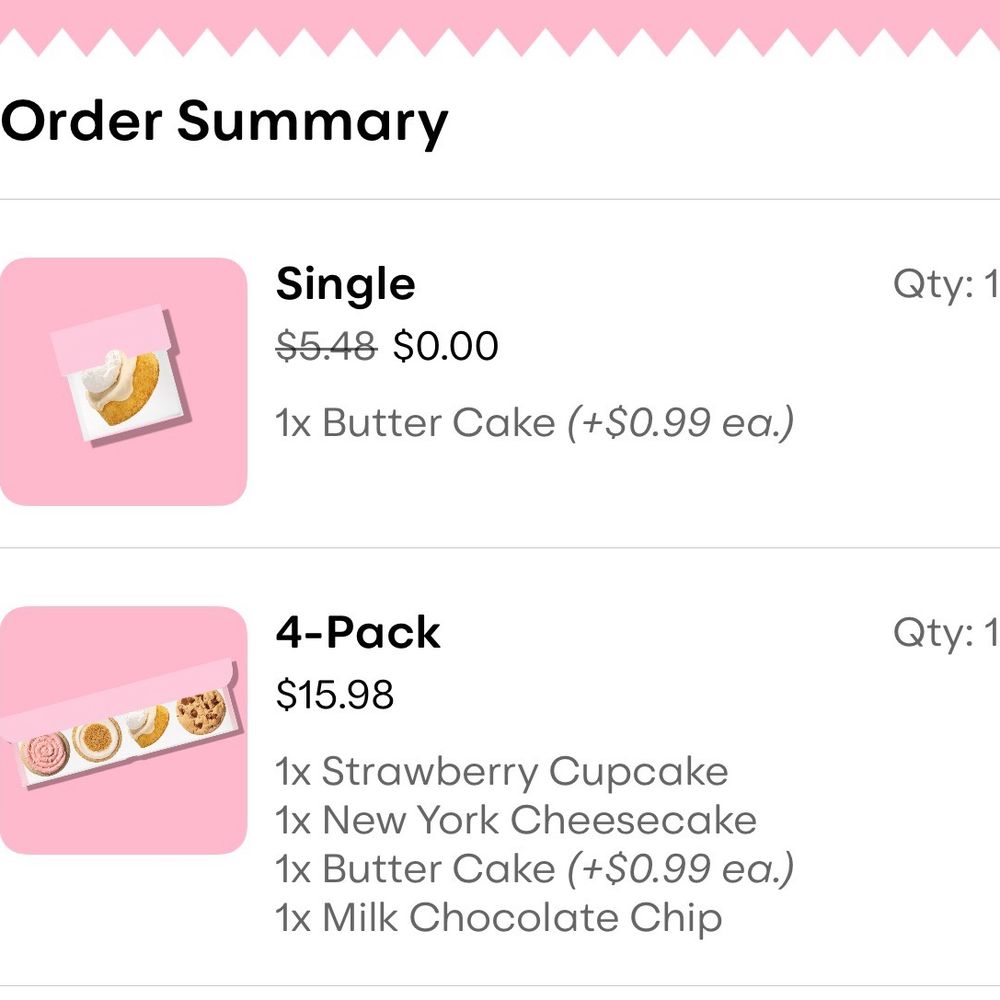 Proof that I ordered five cookies, one of them being my free birthday cookie Proof that I ordered five cookies, one of them being my free birthday cookie