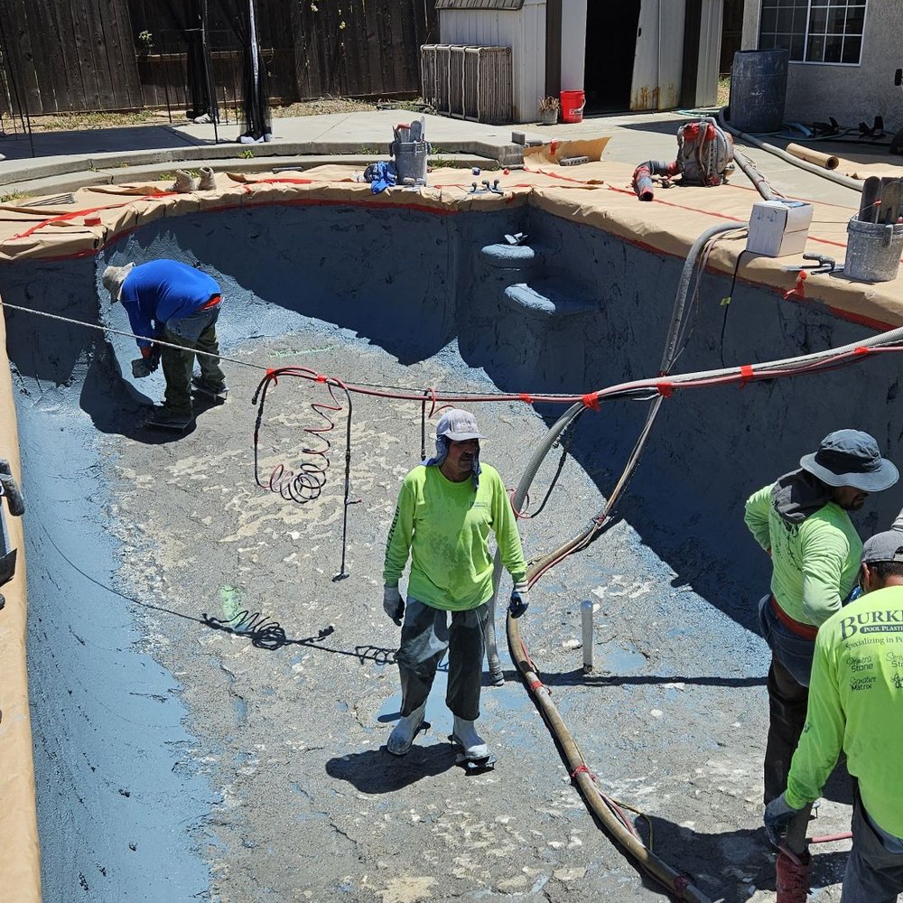 Burkett’s Pool Plastering - Plaster/pebble in process - Pool & Hot Tub Service Near Me - Ripon, California Burkett’s Pool Plastering - Plaster/pebble in process - Pool & Hot Tub Service Near Me - Ripon, California