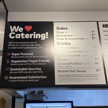 Dos Toros Taqueria - Menu for sides and drinks - Mexican Near Me - New York, New York