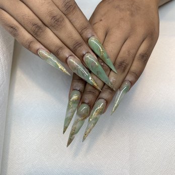 QT Nails - Olive green and gold marble - Nail Salons Near Me - Brooklyn Park, Minnesota QT Nails - Olive green and gold marble - Nail Salons Near Me - Brooklyn Park, Minnesota