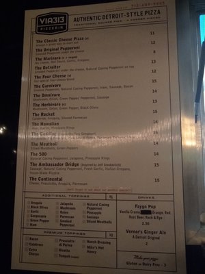 Menu photo 3 Via 313 Pizza Austin, TX